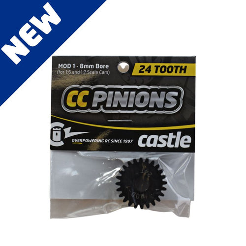 ACCESSORIES: CC PINION - MOD 1 8mm BORE - 22T, 24T, 26T, 28T, 30T, 32T, 34T, 36T, 38T, 40T, 44T, 48T