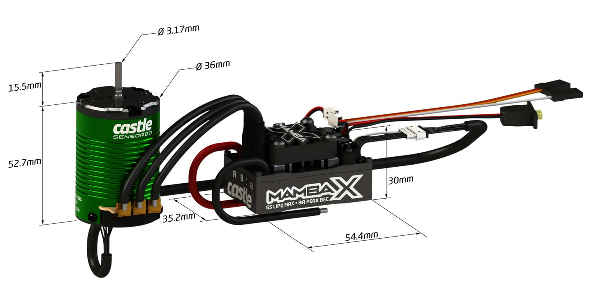 SURFACE ESC, MOTOR COMBO: MAMBA X SCT,  SENSORED, 25.2V WP ESC AND 1410-3800KV COMBO