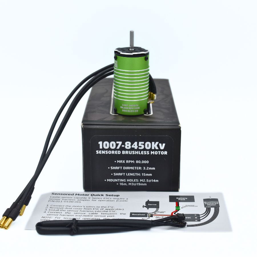SENSORED MOTOR: 4-POLE SENSORED BRUSHLESS 1007-8450KV MOTOR